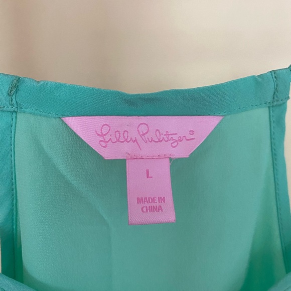 Lilly Pulitzer silk camisole tank top sea foam green size large - Picture 3 of 4